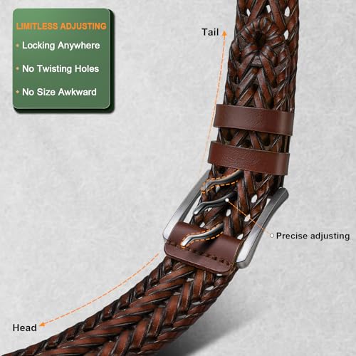 BULLIANT 2-Pack Braided Leather Belt