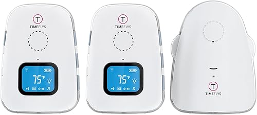 Audio Baby Monitor TimeFlys Twin Crown, monitoreo de temperatura, vibración, canciones de cuna, batería recargable, intercomunicador de
