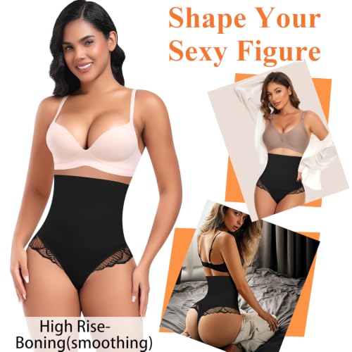 Image of Werena Tummy Control Thong Shapewear for Women High Waisted Body Shaper Panties Shaping Thong Girdle Underwear