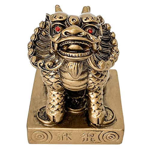 Estatua Feng Shui Chi Lin protector de buena fortuna 2.75 in miniatura 3