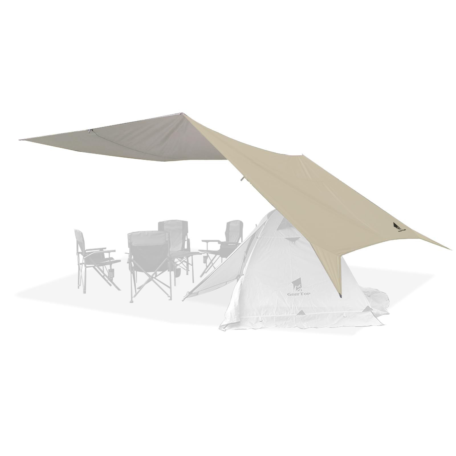 GEERTOP Portable Backpacking Tent Tarp 17 x 10 ft Large Hammock Rain Fly Tarp Shelter Camp Awning for Outdoor Travelling - No Includes Poles