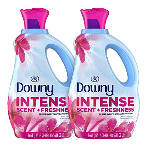 Downy Intense Scent + Freshness?Scent-Boosting?Liquid?Fabric Softener, Spring Rush Scent, Two 56 fl oz Bottles, 83 Loads Each