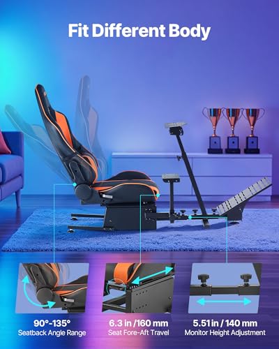 Image of VEVOR Racing Wheel Stand, Heavy-Duty Simulator Cockpit Steering Wheel Stand, Fit Logitech G25, G27, G29, G920, G923, Thrustmaster T300RS, TX F458, T500RS, T3PA-PRO (F1 /GT) and CSR Pedals