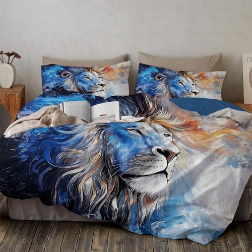 Housse de couette 240x260 lion bleu en microfibre avec fermeture éclair - 7