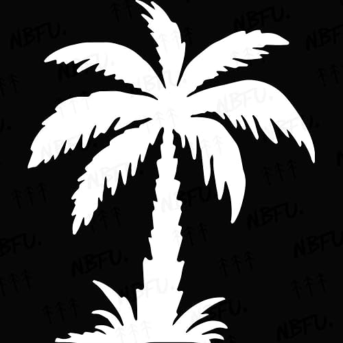 NBFU Palm Tree Tropical Aloha Summer 8 (White) (Set Of 2) Premium Waterproof Vin