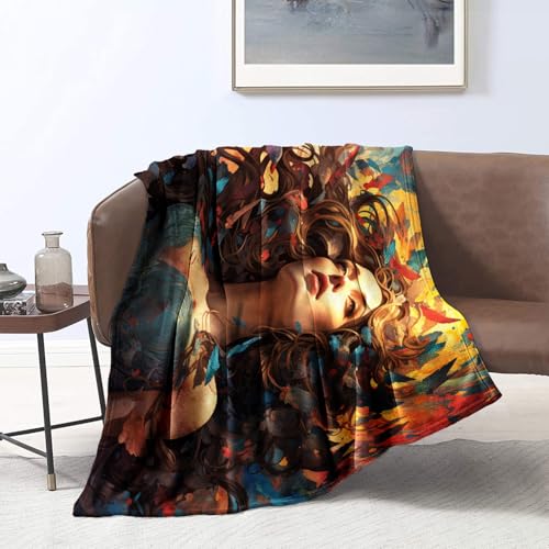 BBVNFLIR Manta de forro polar de franela, colorida mujer de fantasía, manta de cama cálida, suave y acogedora, para cama y sofá, tamaño doble/individual, para dormitorio de adultos, regalo de