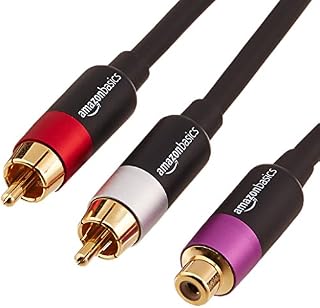 AmazonBasics 2-Male to 1-Female RCA Y-Adapter Splitter Cable - 12-Inches