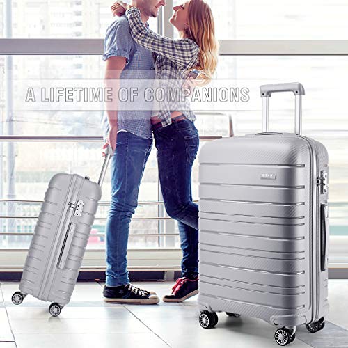 Kono Lichtgewicht Polypropyleen Grote Ruimbagage met Spinner Wielen TSA Slot YKK Rits Harde Koffer Reistrolley Koffer (grijs, 76 cm 100 L) - Image 8