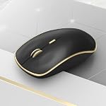 J JOYACCESS Silent Wireless Mouse, Portable Wireless Computer Mouse with 5 Adjustable DPI Levels, USB Mouse for Desktop, Notebook, MacBook, Chromebook, PC (Black Gold)