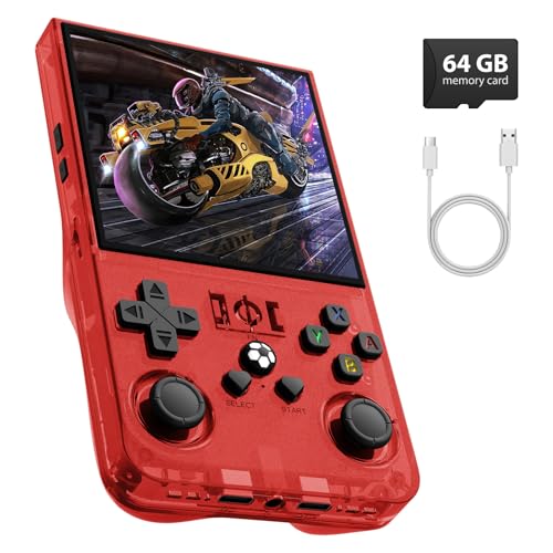 Image of R36MAX Retro Gaming Console,4.0 Inch Retro Handheld Game Console with 64GB TF Card,Hand Held Video Game,30+ Emulator Retro Game Console,4000mAh Battery(Red)
