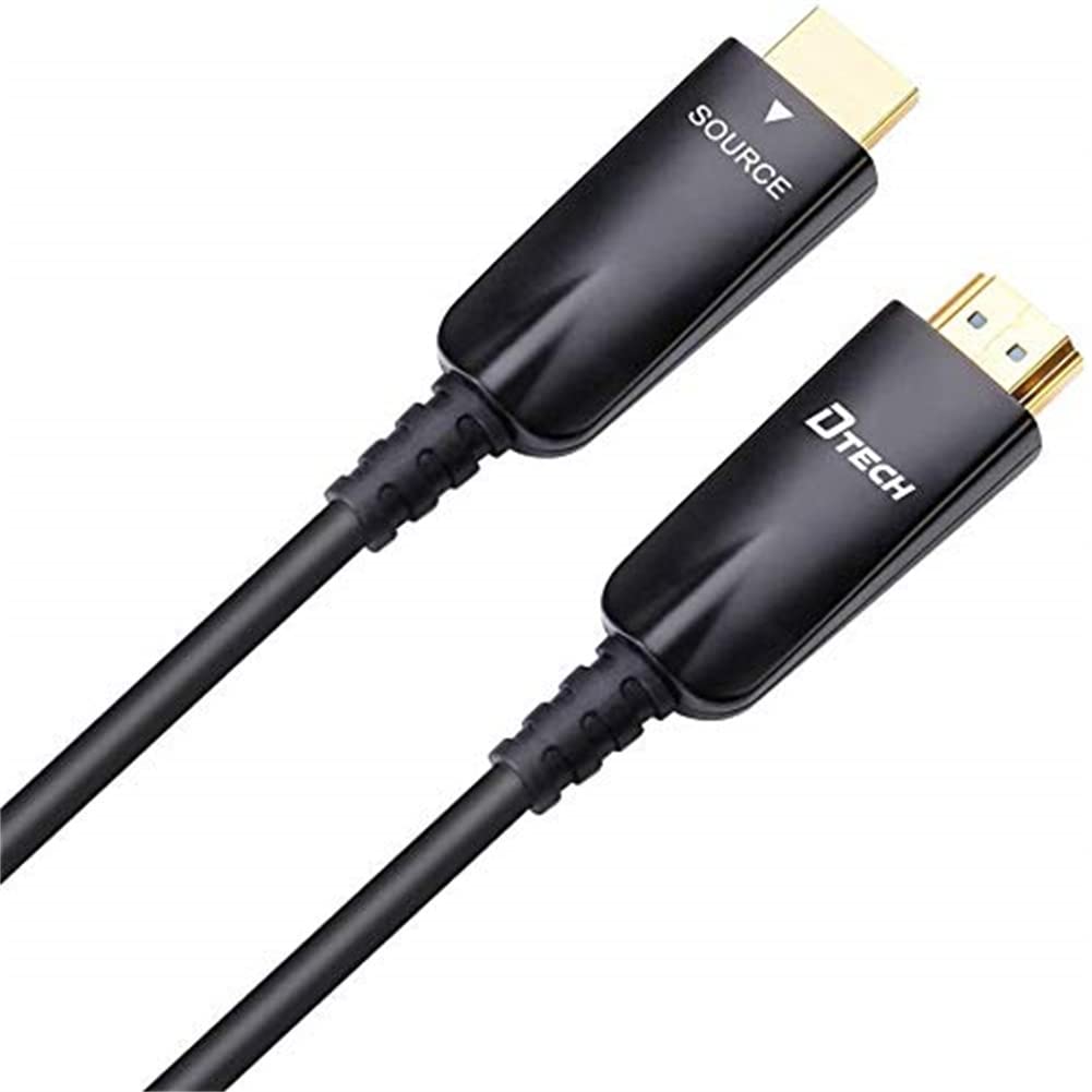 DTech Cavo HDMI in fibra ottica 4K 30Hz 1080p 60Hz HD Video 3D ARC HDCP CEC ad alta velocità per monitor computer proiettore TV (50 piedi, nero)