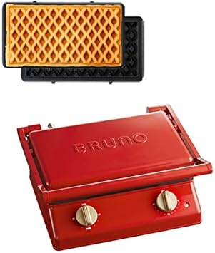 BRUNO Bruno Grill Sandwich Maker Double Main Unit 3 Types of Plates Hot Sandwich Grill Waffle Red Red Red Hot Sandwich Maker Stylish Electric Burns to the Ear Breakfast Bread Loaf Timer Included