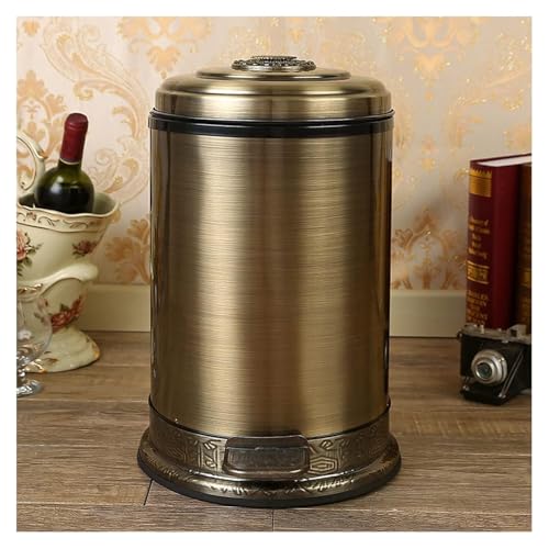 Cubo de basura de acero inoxidable con pedal antihuellas para baño y hogar 8