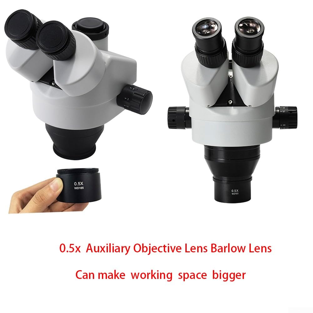 Lente de objetivo auxiliar Barlow 0.5X, WD165 Objetos Auxiliares Lente Microscopio Lente de cámara Barlow Lente de vidrio para microscopio de video industrial - 48mm