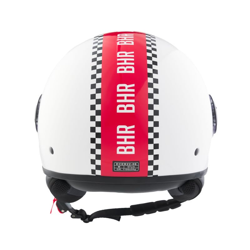 BHR Demi-Jet 835 Special kask na skuter, dopuszczony do użytku przez ECE 22.06, z wizjerem zapobiegającym zarysowaniom, wyzwalaniem mikrometrycznym i wyjmowanym wyposażeniem wewnętrznym