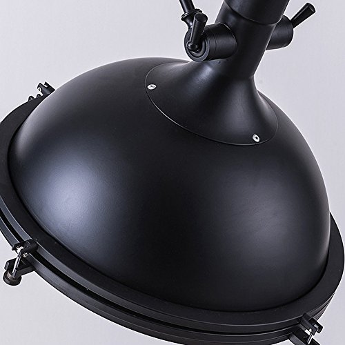 LITFAD Industrial Nautical Pendant Light 16" Wide Single Pendant with Frosted Diffuser Mounted Fixture LED Ceiling Hanging Light in Black - Image 8