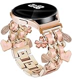 Cinturino di ricambio in metallo con grazioso charm compatibile con Samsung Galaxy Watch 7, 6, 5, 4, FE 40 mm, 44 mm, 5 Pro, 45 mm, 6 Classic, 43 mm, 47 mm, 4 Classic, 42 mm, 46 mm, Galaxy Active 2