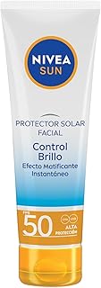 NIVEA SUN Protector Solar Facial Control Brillo Con Efecto Matificante Instantáneo y Protección Muy Alta De FPS50+ 50ml.Textura Ligera y Sin Sensación Grasosa Que Mantiene La Piel Fresca Y Libre De Oleosidad.