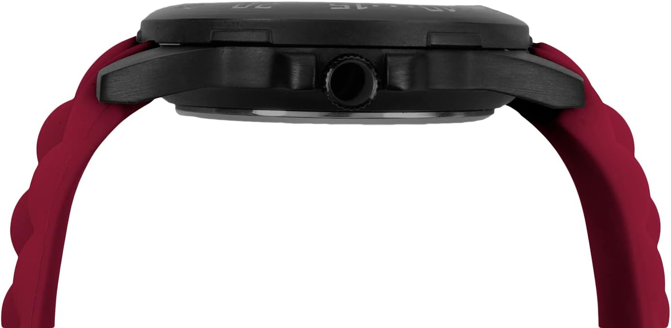 SunTime Men's Collegiate Fantom Watch with 20mm Silicone Band, Reflective Shiny Dial and Date Window, Black Case