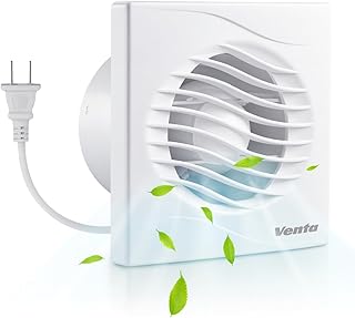 Venta 4 Inch Exhaust Fan – Quiet 1.5 Sones Bathroom Exhaust Fan Wall Mounted – 76 CFM Airflow, Anti-Backflow, Energy-Efficient – Compact Through-Wall Ventilation for Small Spaces - Humidity Control