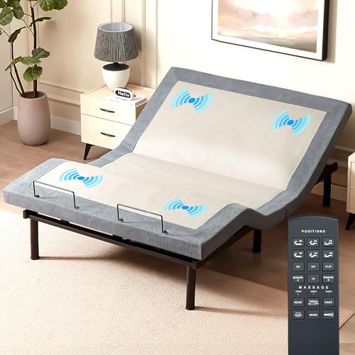 Phulosi Heavy Duty King Adjustable Bed Frame,Electric Bed Base with Wireless Remote Control,Head and Foot Incline, Built-in Massage, Anti-Snore, Zero Gravity, USB Charging Ports, and Under Bed Lights