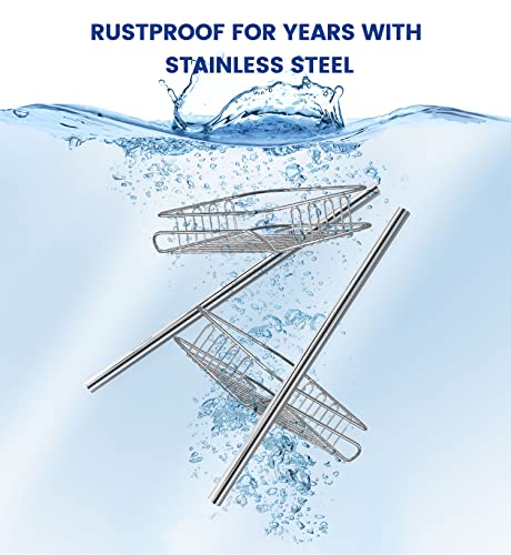 Seirione Rustproof Shower Corner Caddy Organizer For Bathroom, Freestanding Tension Pole With 4 Baskets, For Bathtub Shampoo Storage, 56 To 114 Inch Height #TOP4