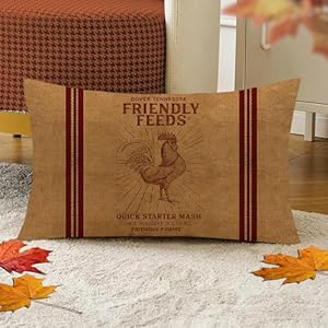 Vintage Farmhouse Animal Throw Pillow Cover 12×20 Inch Rooster Feeds Premium Poultry Farm Home Decor Throw Pillow Case Cushion Cover for Sofa Couch Rooster