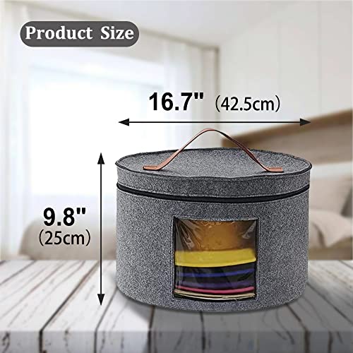 Oudetang Gray Hat Storage Box Foldable Felt Hat Box With Dustproof Lid For Beach Cowboy Hat- Round Hat Organizer Travel Hat Boxes For Men Women Stuffed Animal Toy Clothes #TOP5