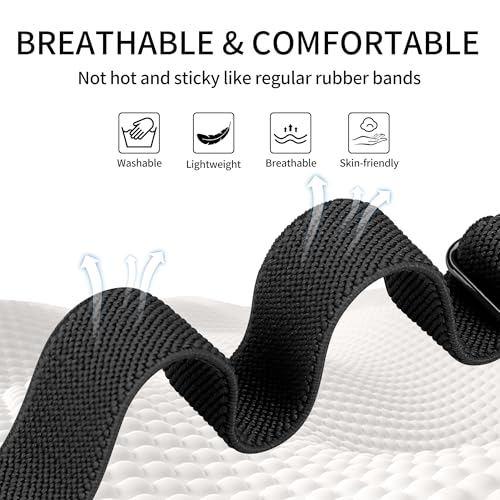 Slim Stretchy Bands Compatible with Apple Watch Band 40mm 41mm 42mm 38mm 44mm 45mm 46mm 49mm Women Men, Soft Fashion Nylon Braided Elastic Strap for iWatch Series 10 SE 9 8 7 6 5 4 3 2 1 Ultra 2