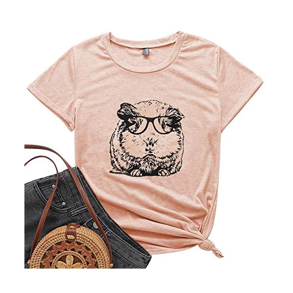 TrendiMax-Guinea-Pig-Tee-Shirt-for-Women-Summer-Womens-Cute-Short-Sleeve-Casual-Graphic-Tunic-Tops TrendiMax Guinea Pig Tee Shirt for Women Summer Womens Cute Short Sleeve Casual Graphic Tunic Tops (Light Orange, XL)