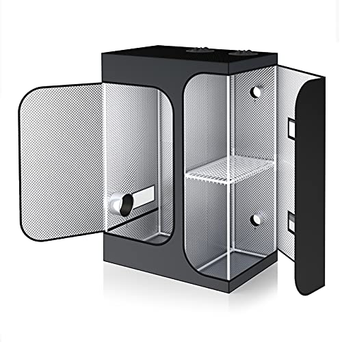 Topogrow 2-In-1 36"X24"X53" Grow Tent Indoor Reflective Diamond Mylar Growing Tents Room House For Plant Propagation, Veg And Flower With Removable Floor Tray Exhaust Vents Hydroponic Growing System #TOP1