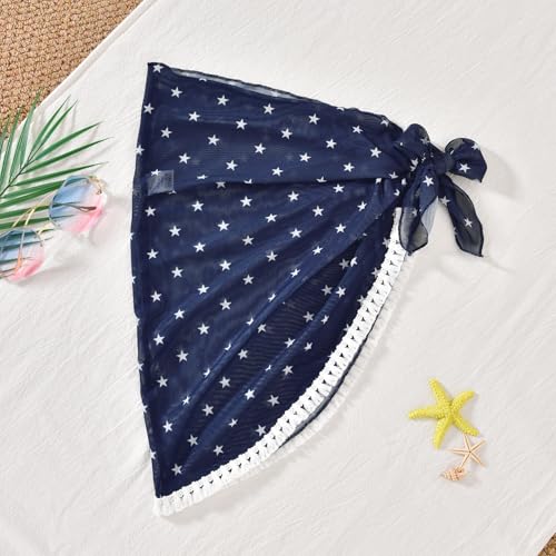 Image of HINTINA Toddler Girl Swimsuit Tiered Ruffle Bathing Suit 2 Piece Bikini Set with Cover Up Skirt