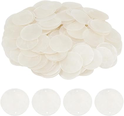 120Pcs 5cm White Capiz Shells Round Natural Shells for DIY Craft