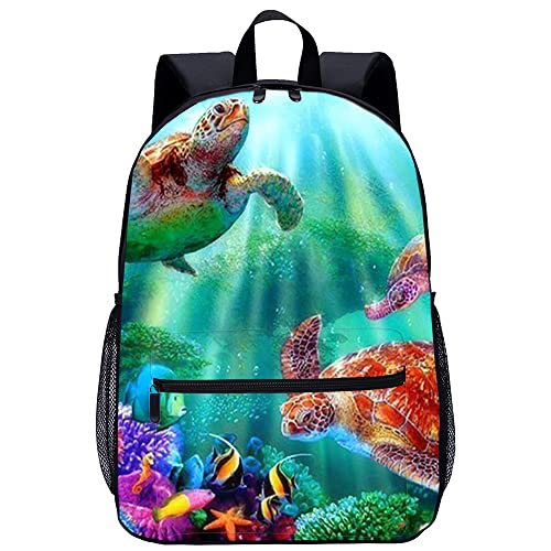 Mochila impresa en 3D con gran capacidad de 45x30x15cm y diseño ergonómico de tortuga marina