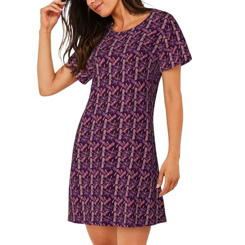 Robe de nuit légère haut de gamme imprimé libellule violette - 3
