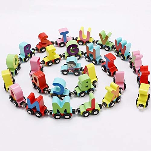 TOYANDONA 27pcs kids infant alphabet learning toy wooden magnetic alphabet train toys early educational toys letter train