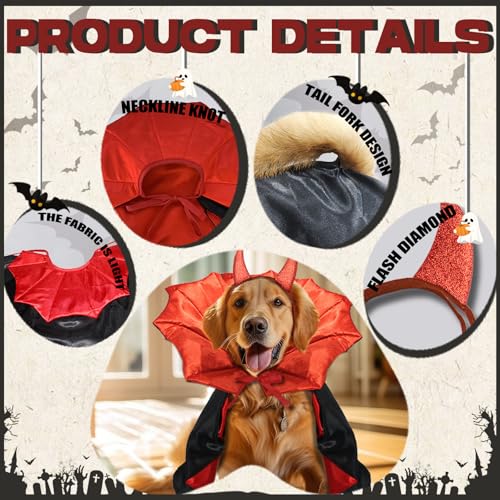 Disfraz Vampiro para Perros y Gatos Rojo y Negro miniatura 5