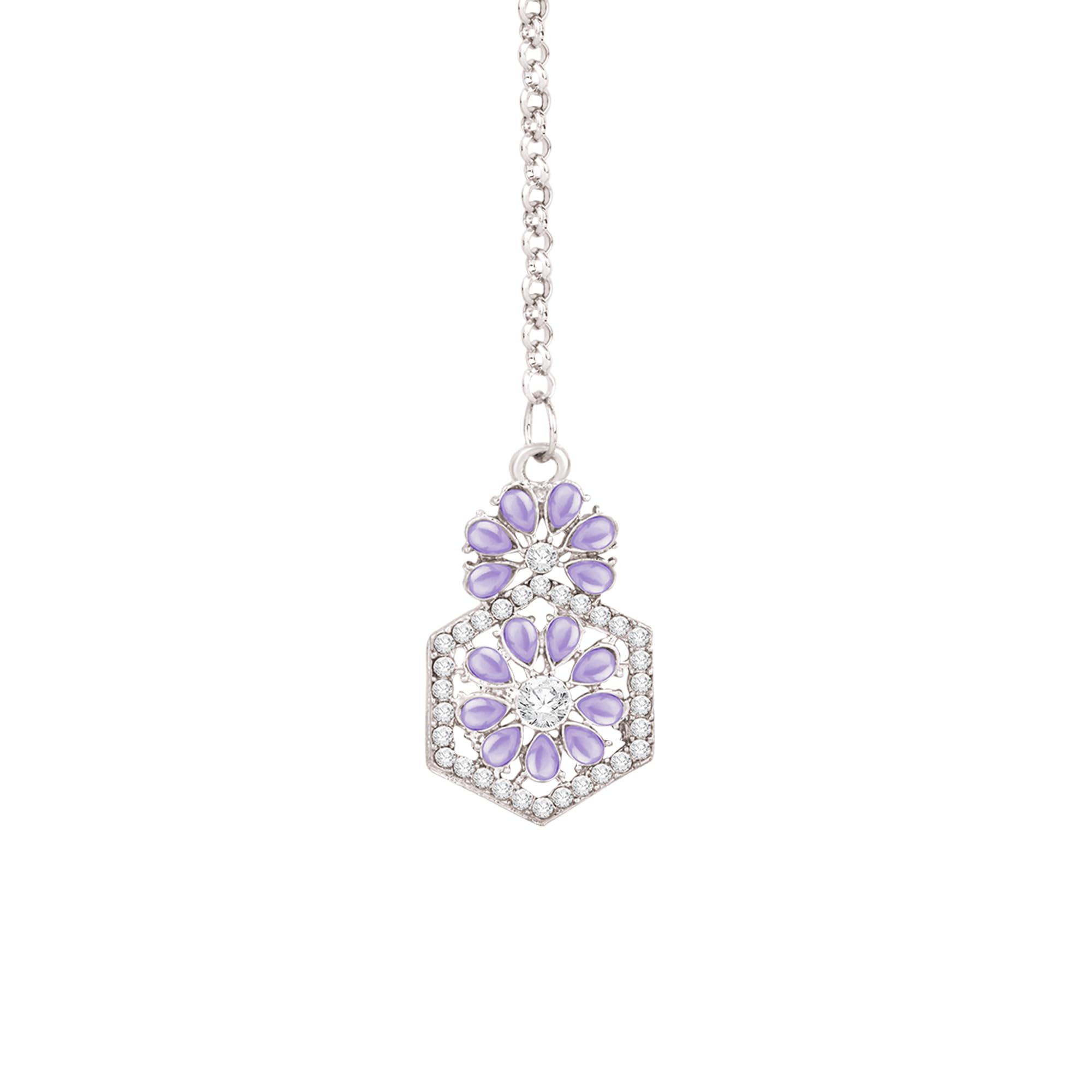 Atasi International Silver Plated Mint Purple Crystals AD Diamond Necklace Jewellery Set for Women, Girls for Wedding, Festive, Party, Special Ocassion (RPU5870) 4