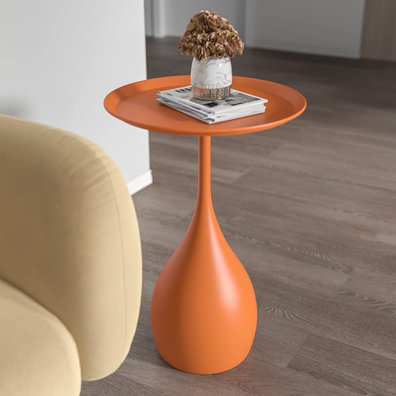 WRatx Table d'appoint en métal avec Plateau, Petite Table Basse Ronde, Table de canapé, Table d'appoint Moderne, Table de Chevet pour Chambre à Coucher,...