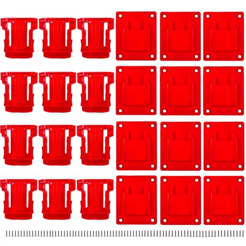 Wallignix 24 Pack Battery Packs Mount Bracket and Tool Holder Compatible with Mil-wau-kee 18V Tool Battery 12 PCS Drill Holders and 12 PCS Tool Batteries Packs Holders with Screws