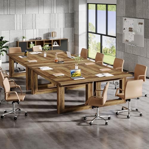 Tribesigns Conference Table, Modern Meeting Table, 5 ft Wood Conference Room Table, Large Rectangular Business Furniture Seminar for Boardroom (4, Brown)