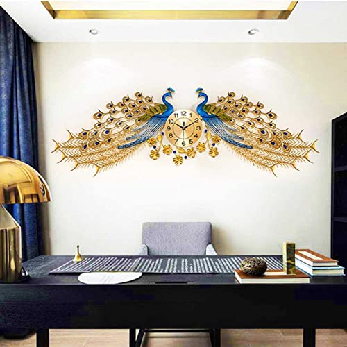 Horloge murale paon double tête pour sublimer le mur du salon