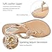 iCKER Women Rhinestone Sandals T-Strap Buckle Pearl Crystal Flat Sandals-PD21-Gold-8.5