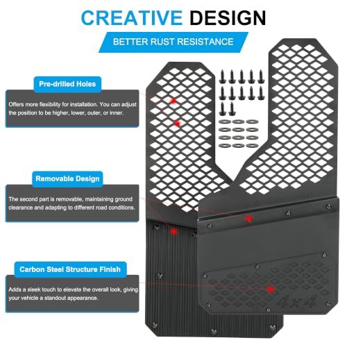 Image of Heavy Duty Mud Flaps, All-Weather Splash Guards, Built for Tough Protection, Universal Fit for Trucks SUVs & Vans, Off-Road & Daily Driving, 4PCS Front & Rear (Factory Black Look)