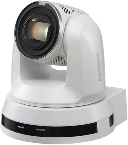 Lumens VC-A61PW Cámara IP 4K UltraHD PTZ, blanco, 4K UHD 30fps y salida de señal de video 1080P 60fps, zoom óptico de 30x, campo de visión