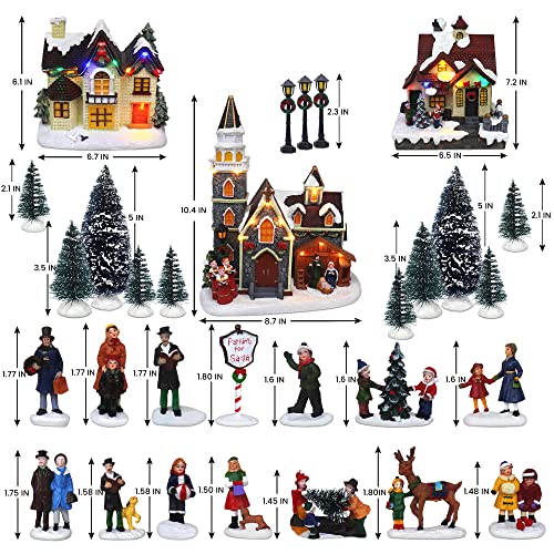 Top Treasures Christmas Village Figurines Decoration Set Perfect Addition To Your Christmas Indoor Decorations & Snow Village Displays (30 Piece Christmas Village Set) #TOP3