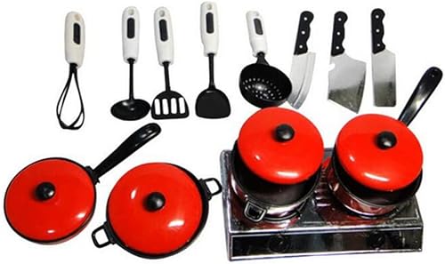 YaptheS Juegos de cocina de juguete 13 piezas mini accesorios de cocina con sartenes cuencos utensilios de cocina de juguete para niños y niñas