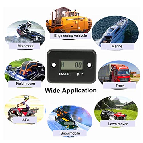 Inductive Hour Meter, Floor88 Waterproof Lcd Digital Tach Hour Meter Inductive Hour Tachometer For Marine Motorcycle Atv Snowmobile Boat Ski Dirt Bike Lawn Mower Gas Engine Generator (Black) #TOP5