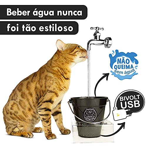 CatMyPet Bebedouro Para Gatos - Magicat Black Com Suporte Bivolt
