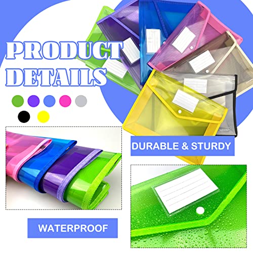 7 Pcs Plastic File Folder Poly Envelope Transparent Expanding File Wallet Organizer Documents Folders With Snap Closure And Pocket, Waterproof File Pouch For School Office #TOP3